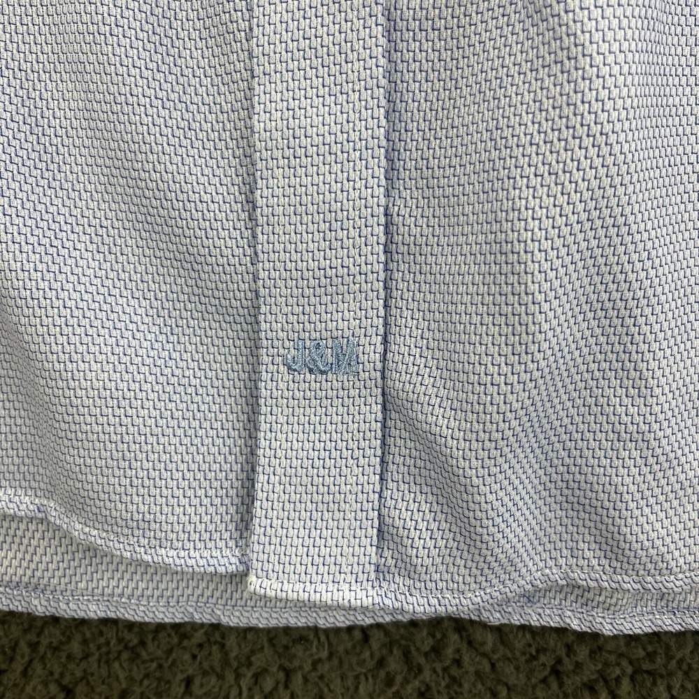 Johnston & Murphy‎ Shirt Blue White Mens 2XL Geometric Flip Cuff Long Sleeve - Picture 4 of 12